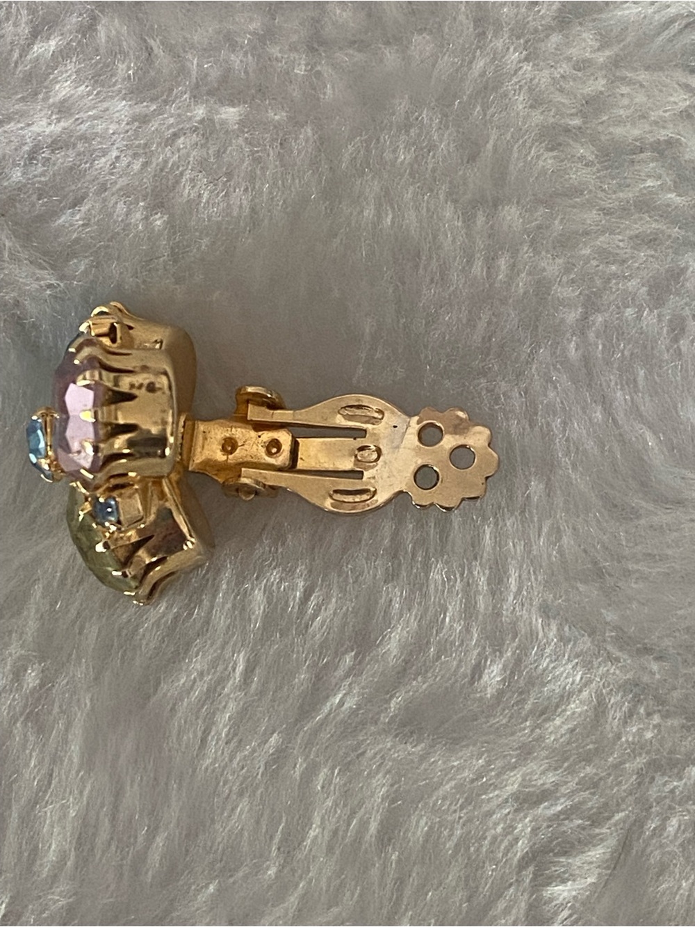 Vintage Gold-Tone Multicolor Rhinestone Pendant Necklace And Clip Earrings Set - Picture 8 of 12